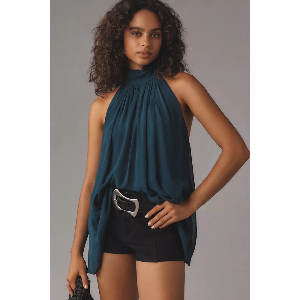 Anthropologie Teal Halter Tank Top